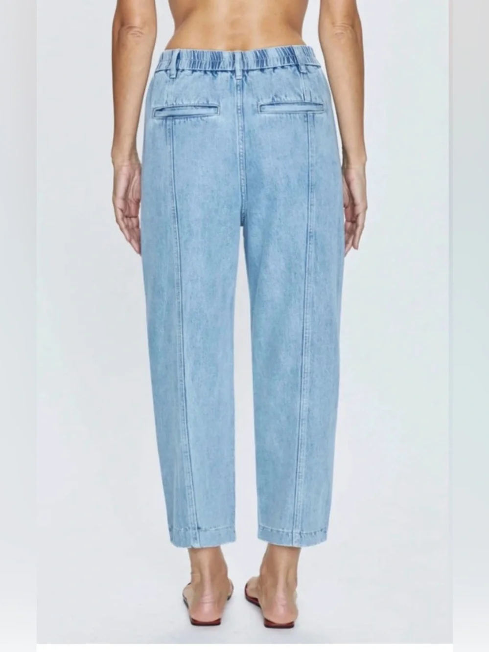 Pistola court ankle barrel jeans Hardin light wash elastic waist 31